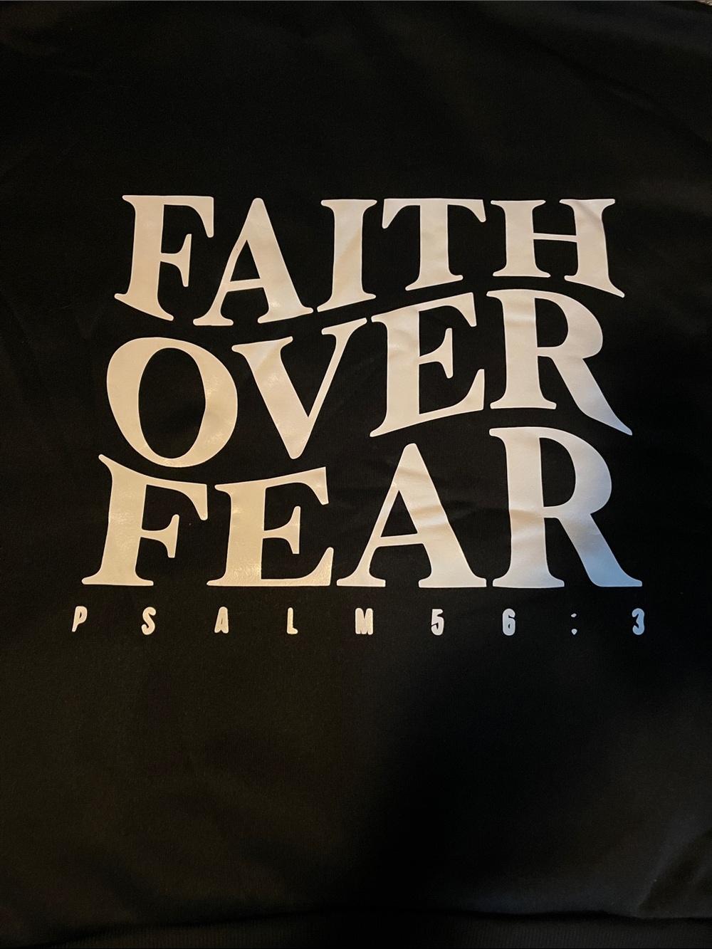 Faith Over Fear Graphic Black Hoodie Like New Never Worn Unisex